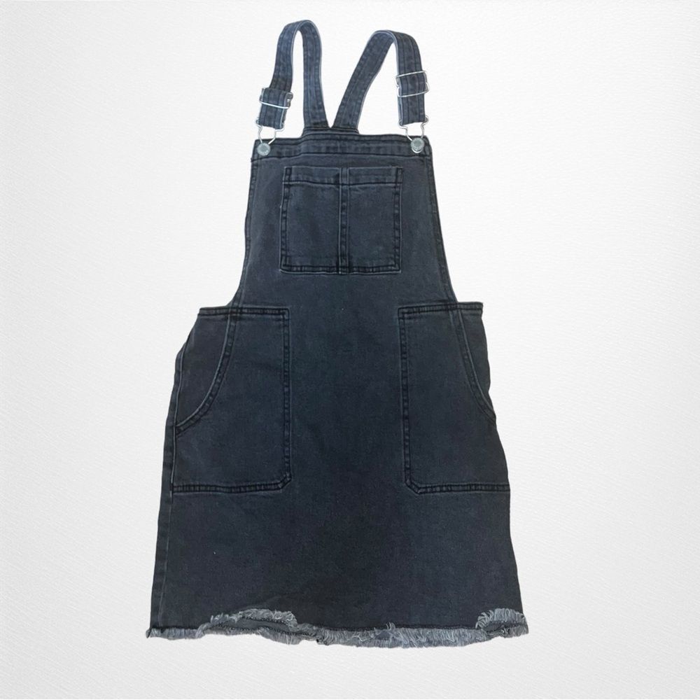 Girls Art Class Washed Black Mini Skirt Overalls Size L 10/12